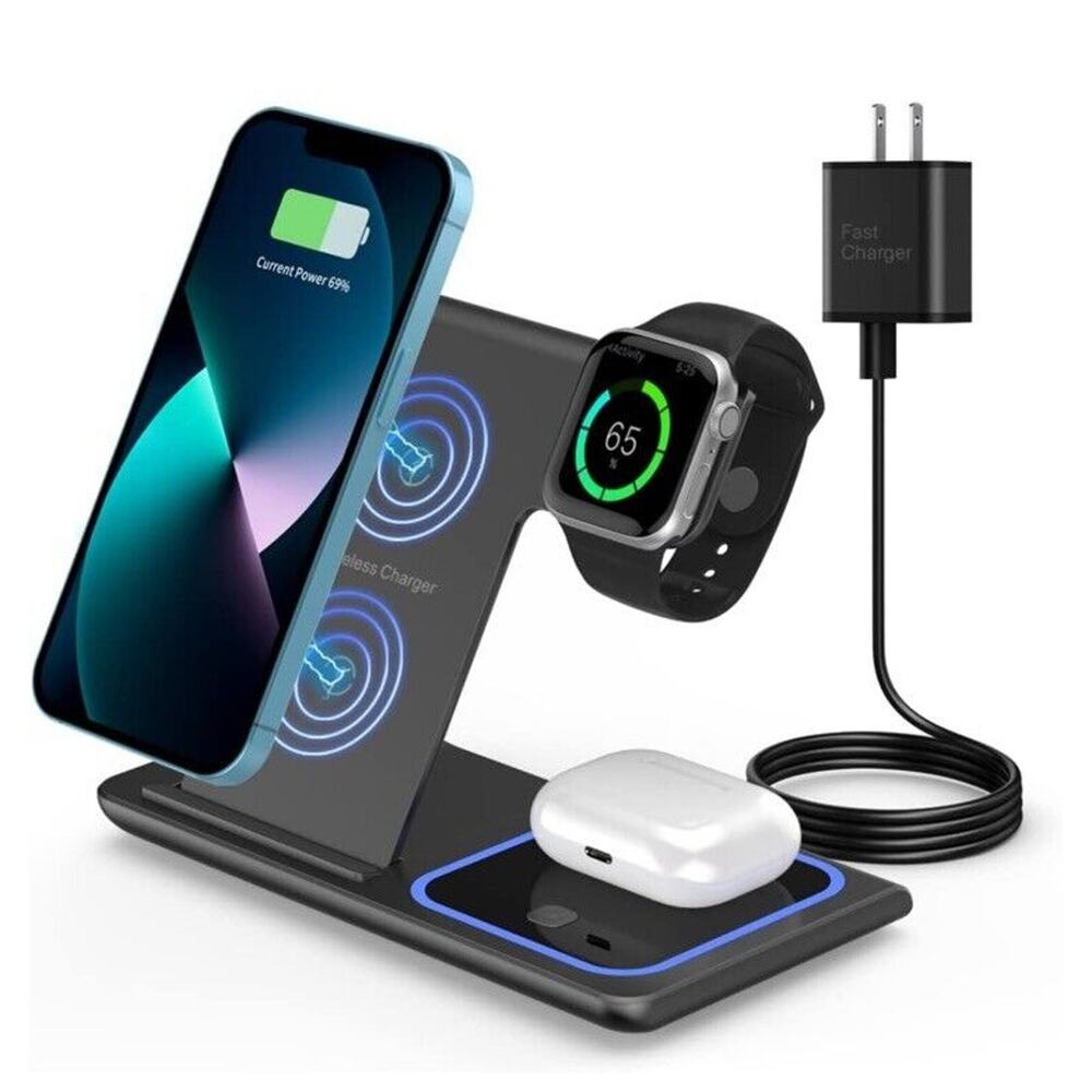 🔥Wireless 3 In 1 Charging Station (Black) NWT🔥